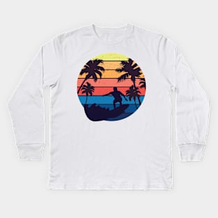 vintage summer surfer Kids Long Sleeve T-Shirt